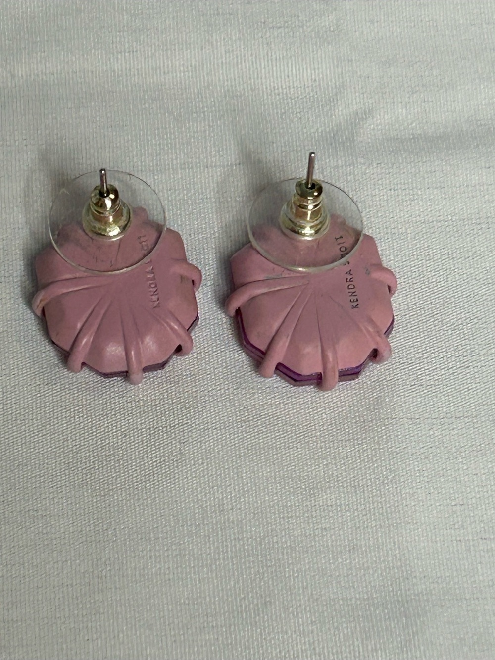 Kendra Scott Morgan Pink Crystal Stud Earrings Lilac Mother of Pearl - Picture 3 of 6